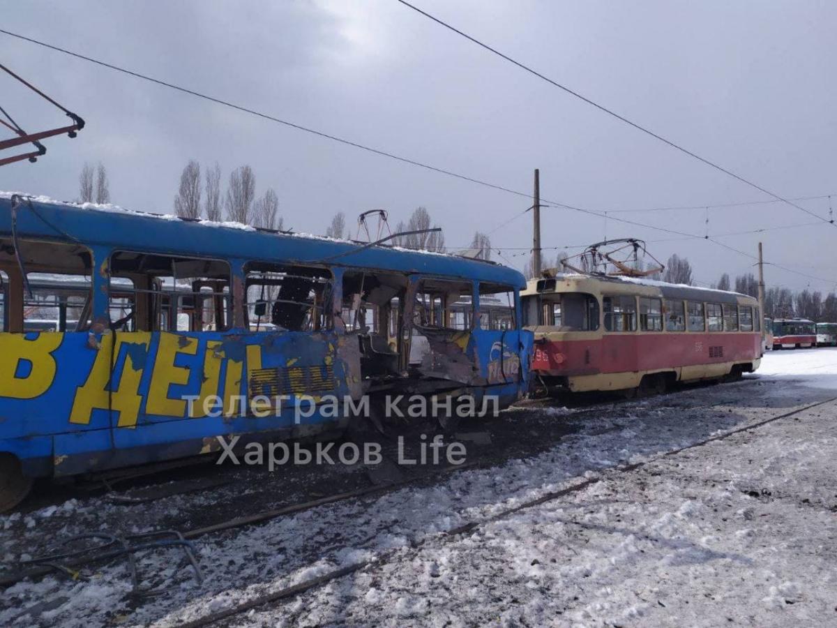 un depozit de tramvai a fost decorticat în Kharkiv/foto - t.me/kharkivlife1