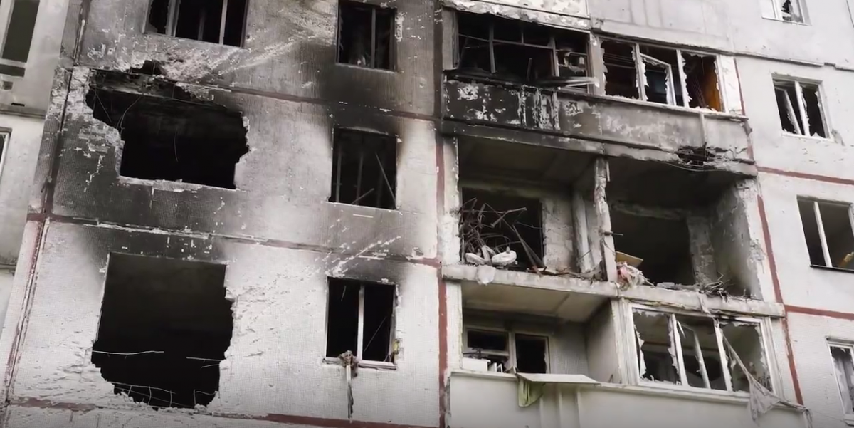  consecințele bombardării Harkovului de către ocupanții ruși/captură de ecran a videoclipului 