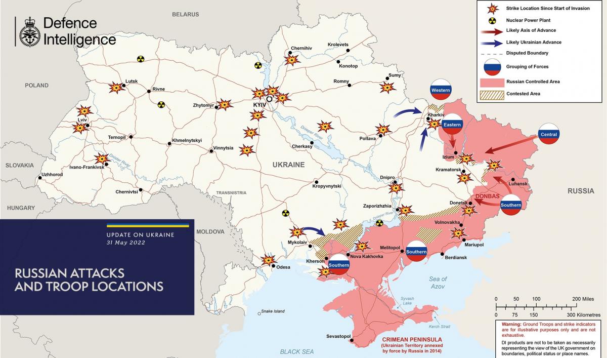  harta operațiunilor militare din Ucraina/fotografie twitter.com/DefenceHQ /
