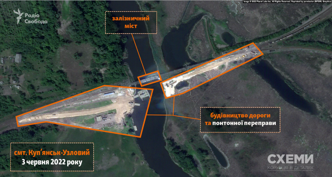  inamicul din regiunea Kharkiv construia o trecere ponton-cale ferată , au aflat jurnaliștii/foto radiosvoboda.org 