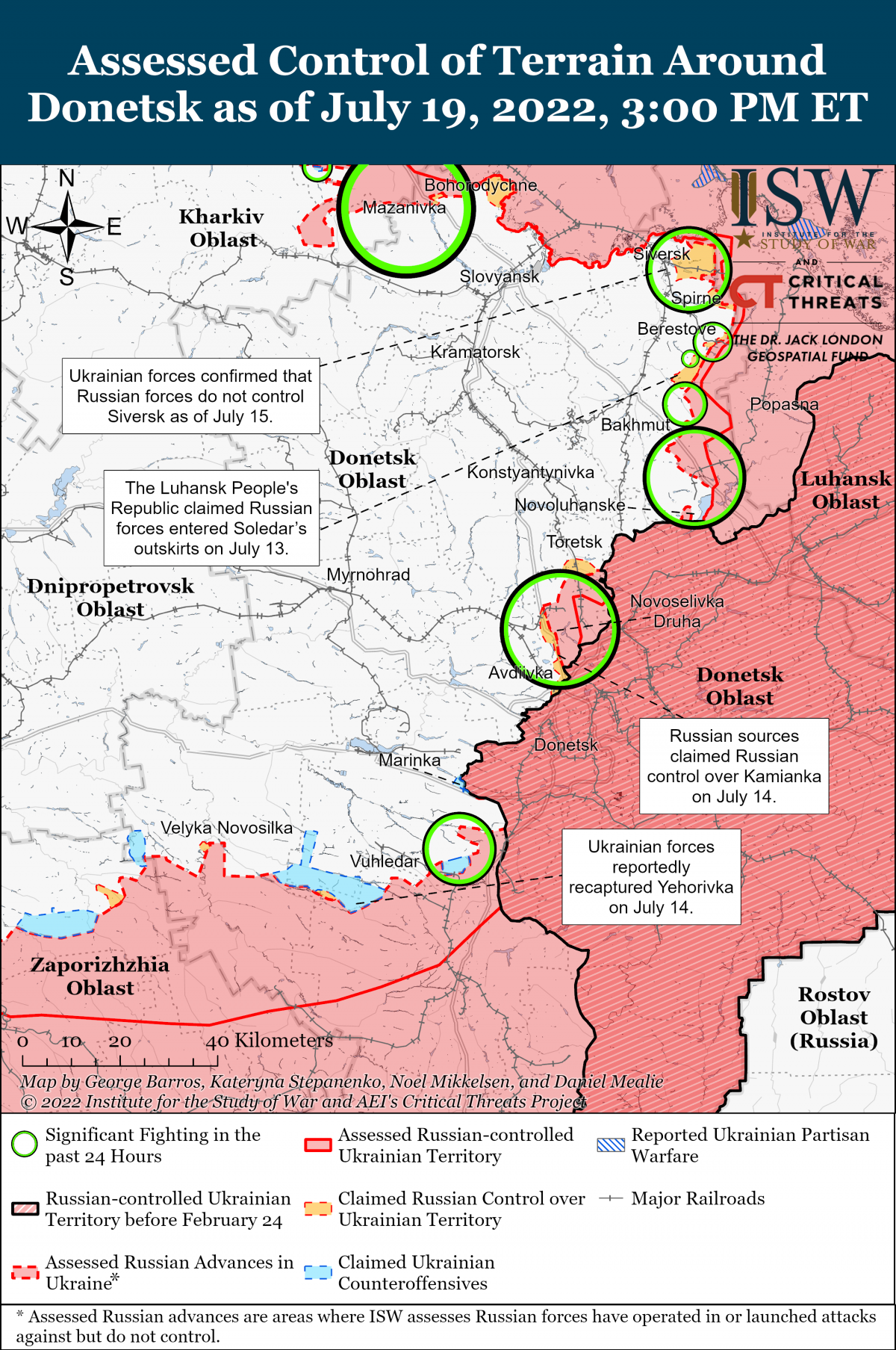  Front line în Donbass potrivit analiștilor americani/foto: ISW 
